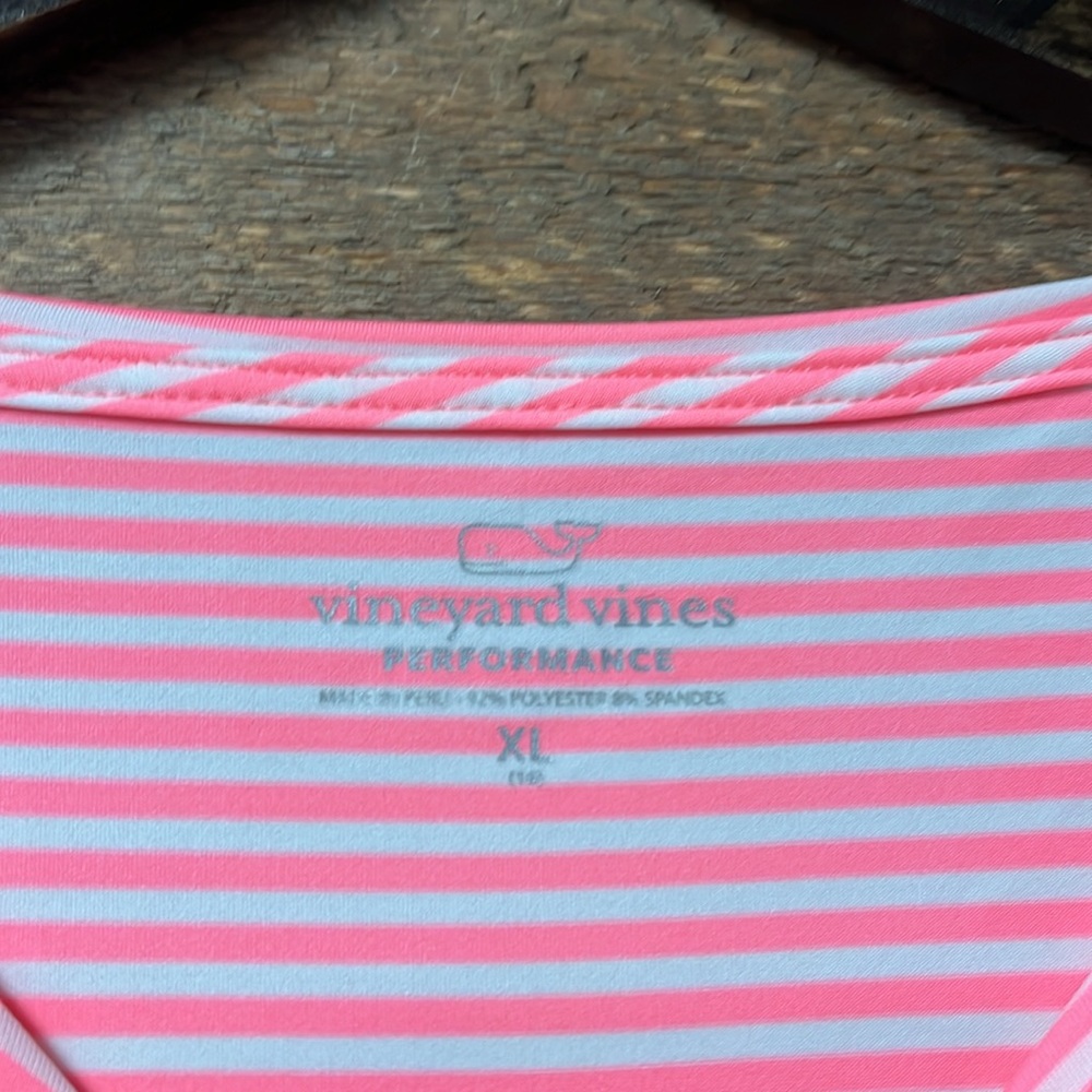 Vineyard Vines Performance Pink White Stripe Long Sleeve Spandex Top NWT Girls - Picture 4 of 5